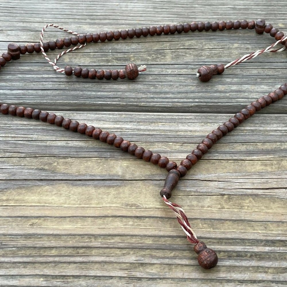 Handmade Genuine Wood Beads Religious Islamic Tasbeeh Prayer Beads Dark Brown